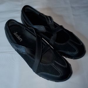 Skecher Bikers Aspire Black Mesh Criss-cross Elastic X Strap size 8.5